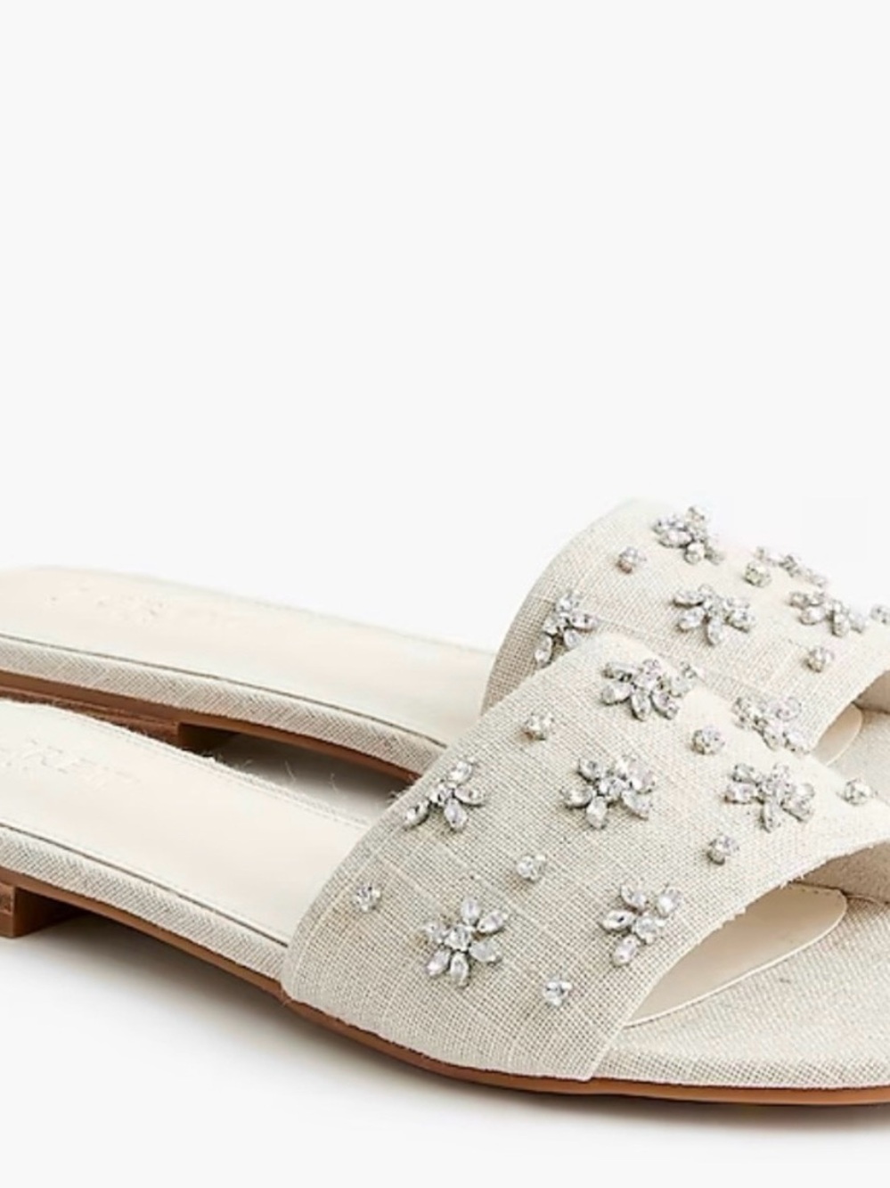 J. Crew Cream Embellished Slide Sandals